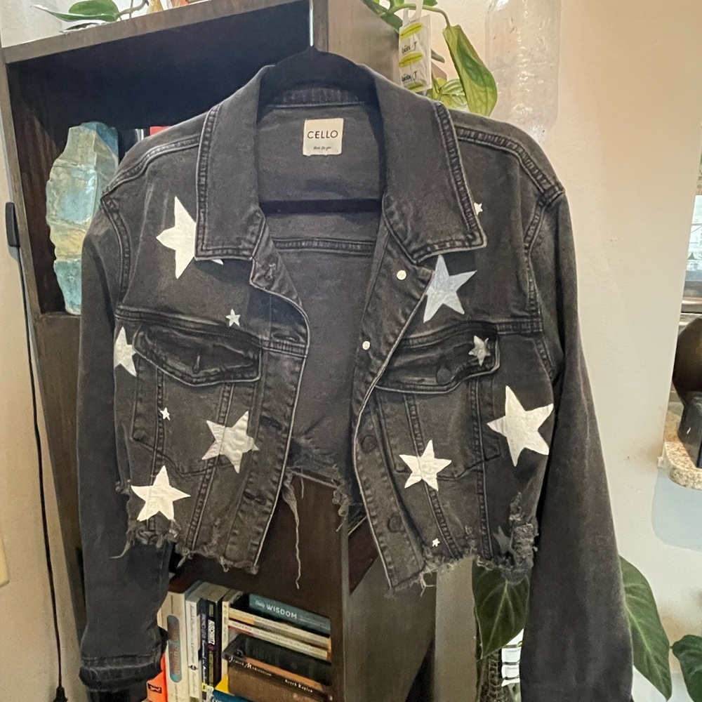 Cello denim jacket with star decals